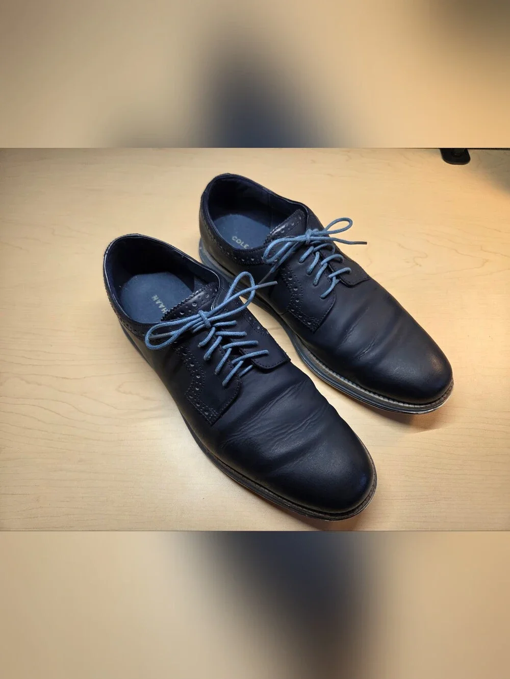 Cole Haan Men's Navy Leather Original Grand dress shoe Sz 12